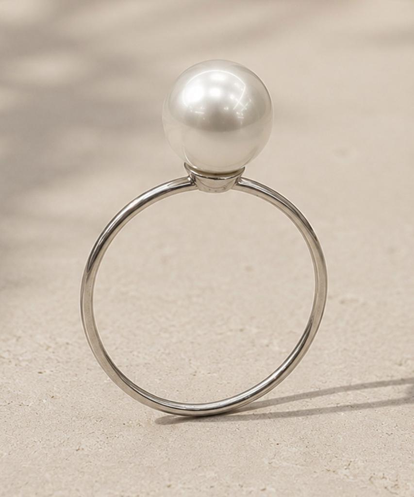 Helene Jewelry Кольцо Miss из стерлингового серебра 925 пробы со Swarovski 9 мм и кольцо Серебряная нить (Тип Б)