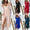 Maxi Dress Solid Color Big Hem Women Elegant Irregular Waist Travel