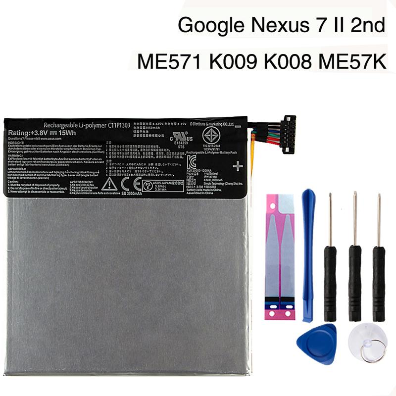 Оригинальный аккумулятор большой емкости C11P1303 для ASUS Google Nexus 7 II 2nd ME571 K009 K008 ME57K ME57KL