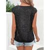 Женская мода, повседневная футболка с круглым вырезом и блестками, пуловер с короткими рукавами, топ