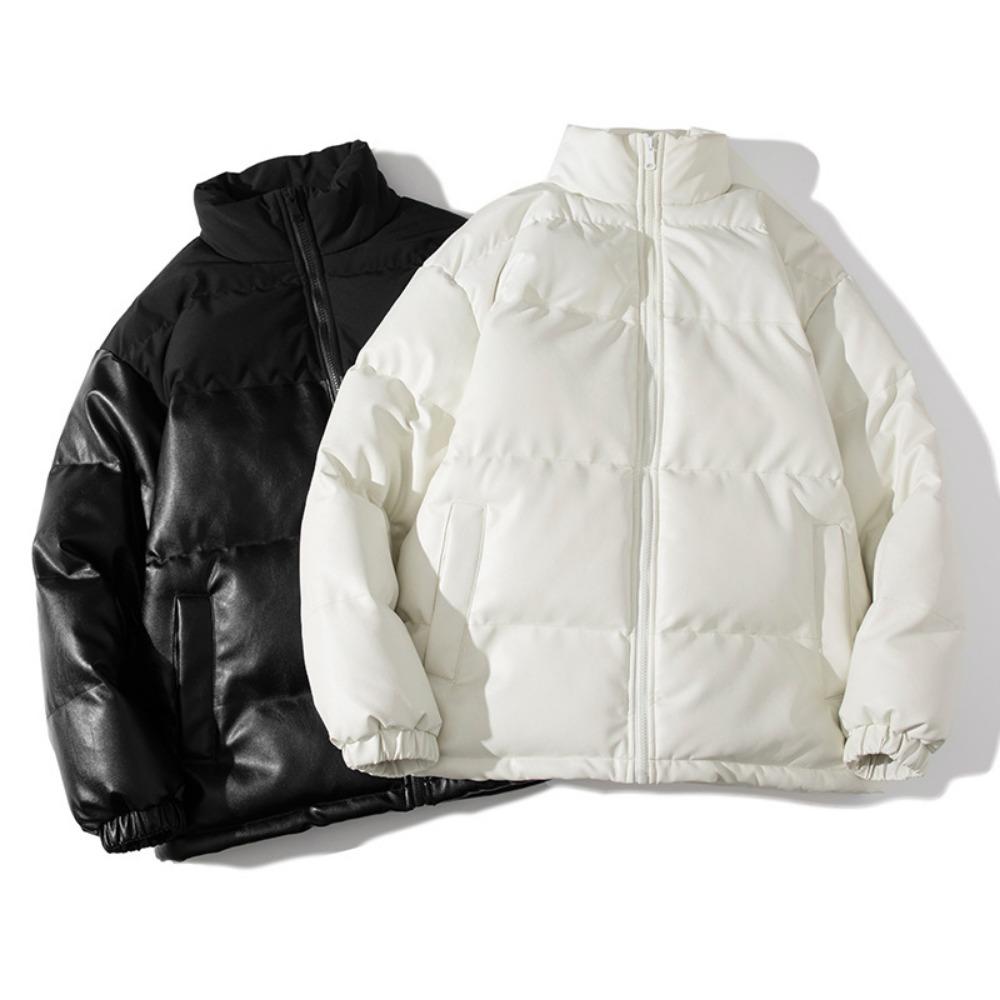 Хлопковая куртка мужская утолщенная зимняя куртка воротник-стойка модный бренд вставки универсальная кожаная хлопковая куртка красивый студент