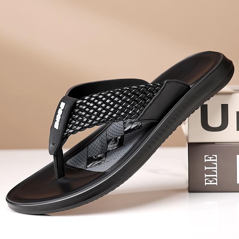 2025 Summer New Light Casual Men's Flip-flops Fashion Black Open-toed Designer Slippers Male Beach Shoes for Man
