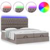 Enjoy restful sleep with this Ottoman bed with mattresses and LED lighting in taupe 200x200 cm fabric