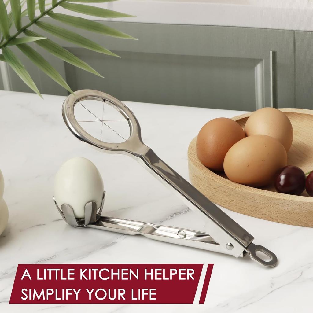 Best Utensils Stainless Steel Egg Slicer Wedger Cutter, Divides Hard Boiled Eggs Into 6 Equal Segments In One Action