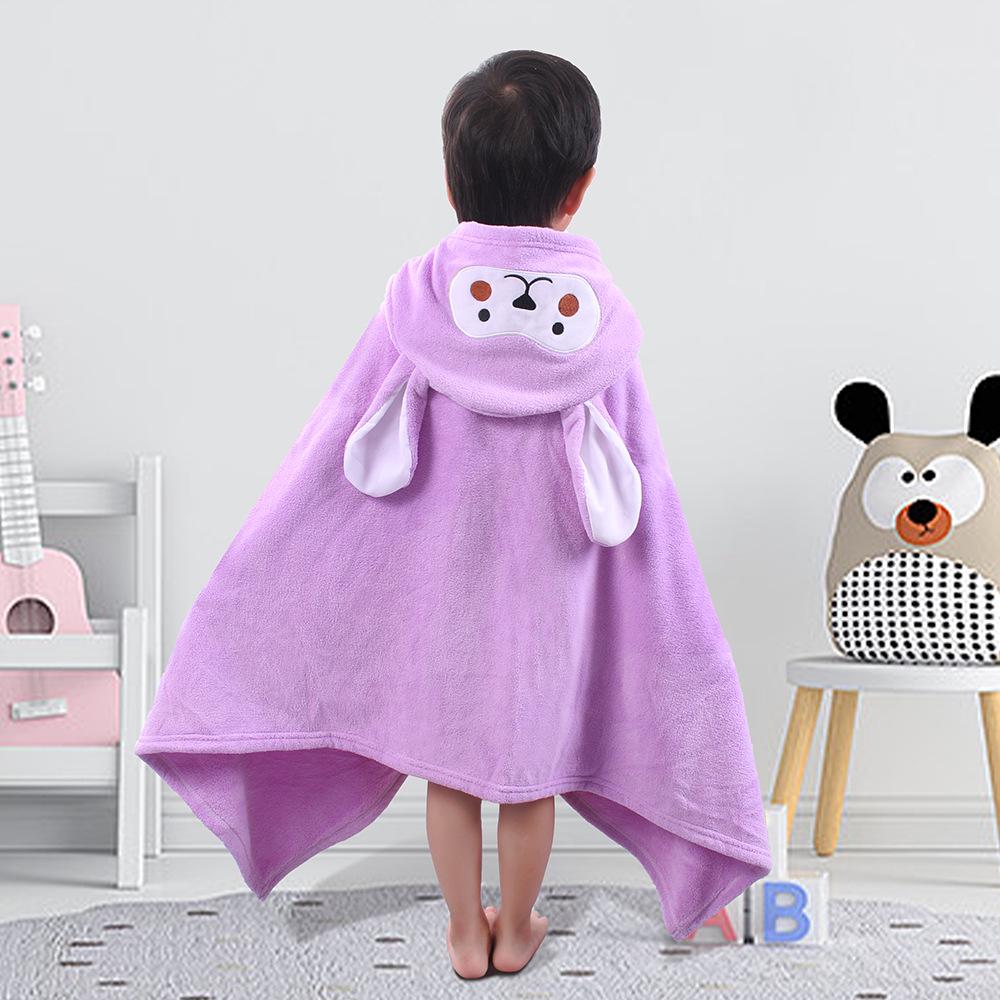 Children's Coral Fleece Hooded Bathrobe - Summer Baby Towel and Cloak for Swimming