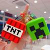 Square Minecraft Silicone Bag Keychain Children's Storage Bag Change Bag Children's Student Small Gifts