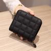 Women's Short Wallets PU Leather Female Plaid Nubuck Card Holder Wallet Ladies Small Zipper Wallet with Coin Purse