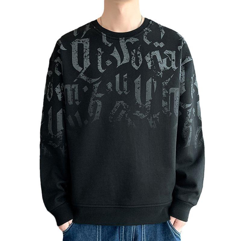 Мужской вязаный свитер из плюша с длинными рукавами — повседневный осенне-зимний свитер с круглым вырезом, свободный модный топ.