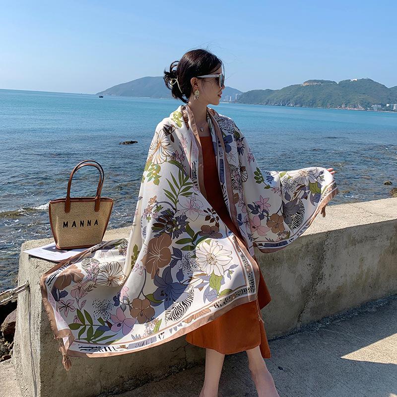 Женская шаль, СОВРЕМЕННАЯ НОВАЯ САГА, летний пляжный шарф, палантины с принтом, женские тонкие шали, накидки, палантин