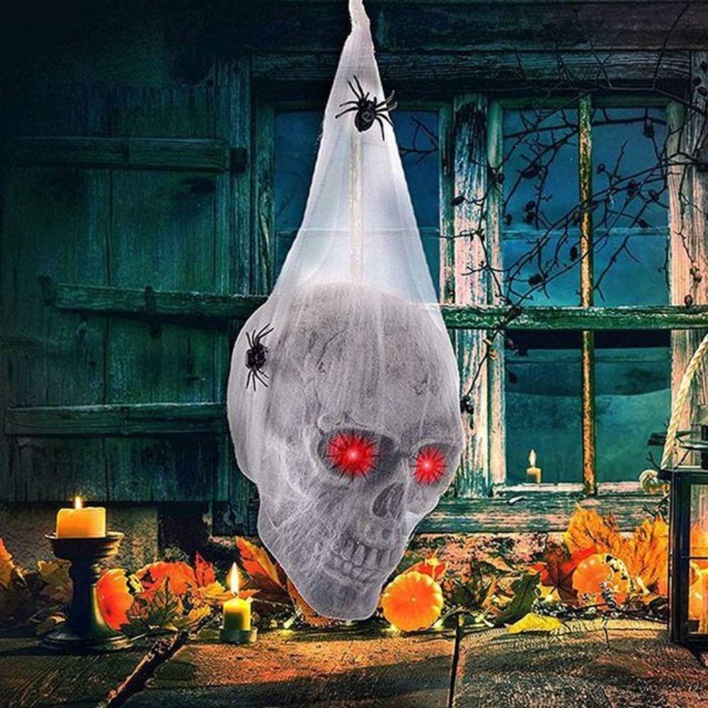 Cloth Halloween Glowing Skull Head Hanging Simulation Skull Head Realistic   Party
