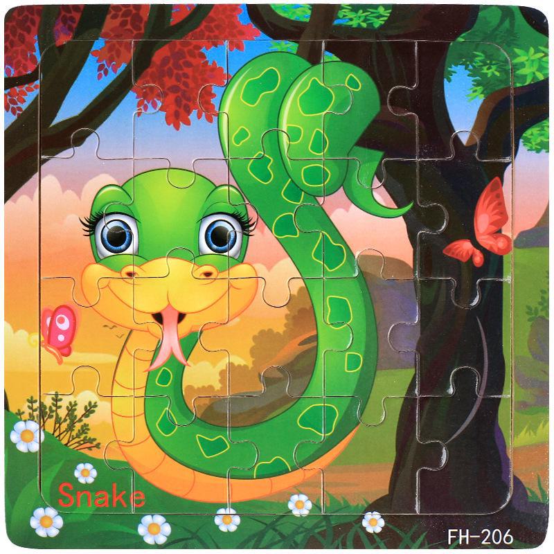 20-Piece Wooden Animal Cartoon Puzzle for Children Ages 3-7: Educational Early Learning Toy