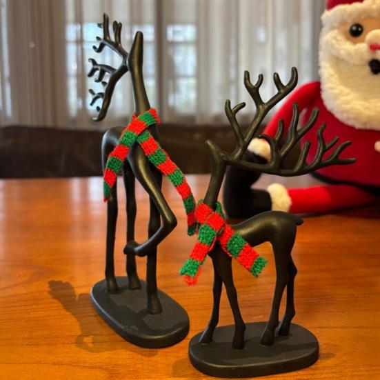 1/2 шт. Рождественская статуэтка оленя с шарфом, минималистичная фигурка силуэта лося, скульптура оленя, украшение для дома, офиса, рабочего стола