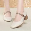 Spring New Women's Black Mary Jane Shoes Soft Leather Square Heel Dress Shoes Shallow Mouth Buckle Strap Single Shoes
