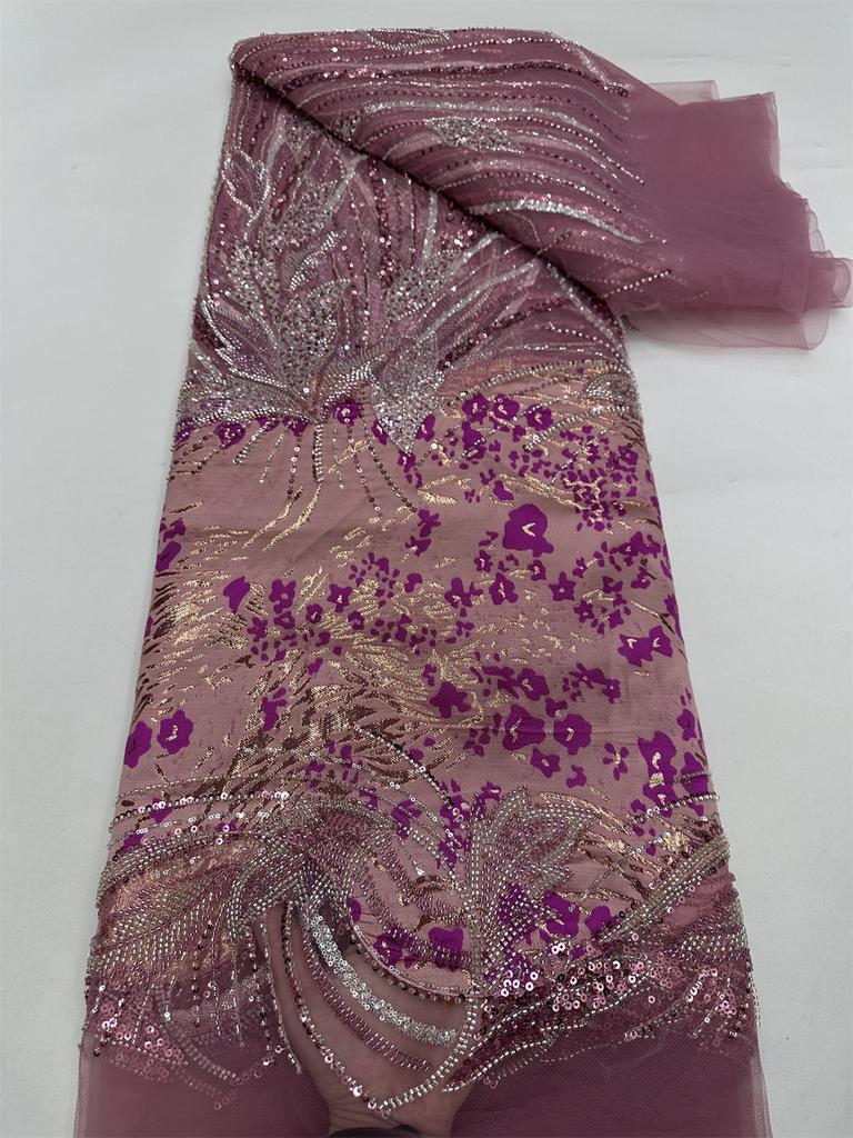 Нигерийское Новое Поступление Бисерное Сетчатое Кружево 2025 Высокое Качество Французские Пайетки Африканская Свадебная Кружевная Ткань Для Роскошного Свадебного Платья