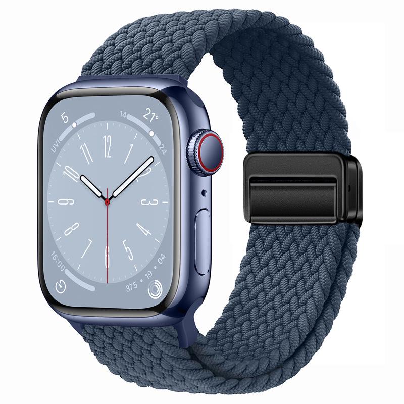 Эластичный радужный нейлоновый плетеный ремешок для Apple Watch с магнитной застежкой