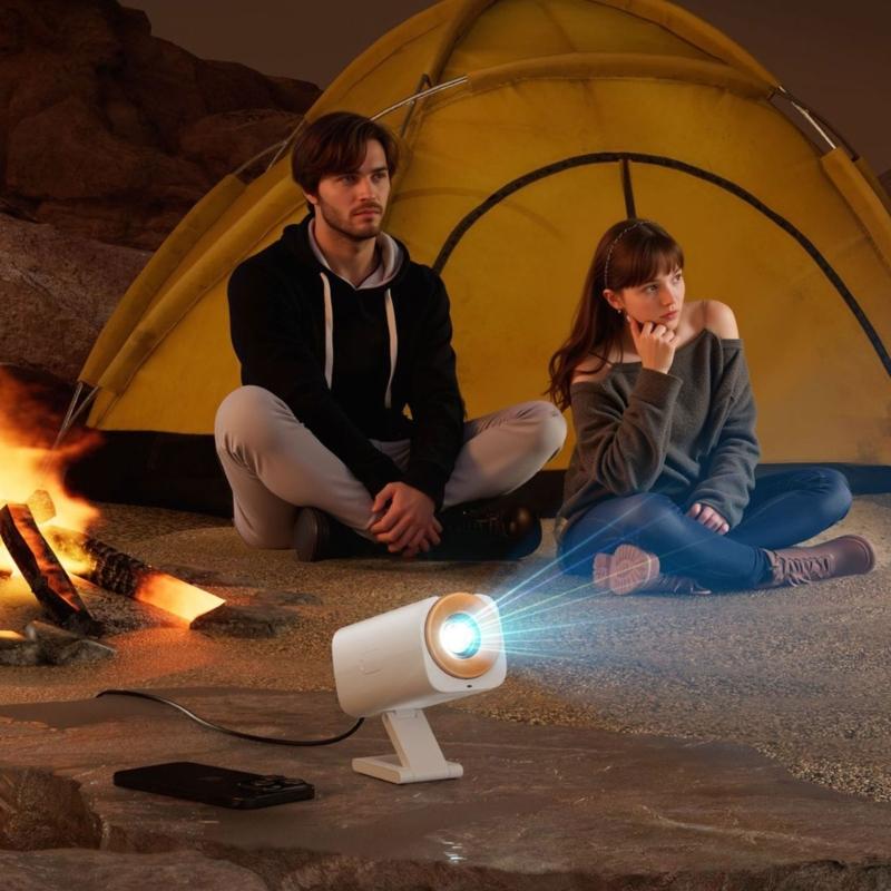 1080P Folding Projector Double Band Auto Adjusting Wireless Streaming Indoor Outdoor 110V Compatible