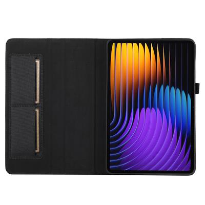 Кожаный чехол для Xiaomi Pad 7/Pad 7 Pro с держателем для карт, тканевой текстурой, подставкой для планшета