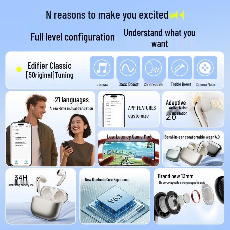 Edifier Беспроводные наушники Lolli ANC True Wireless