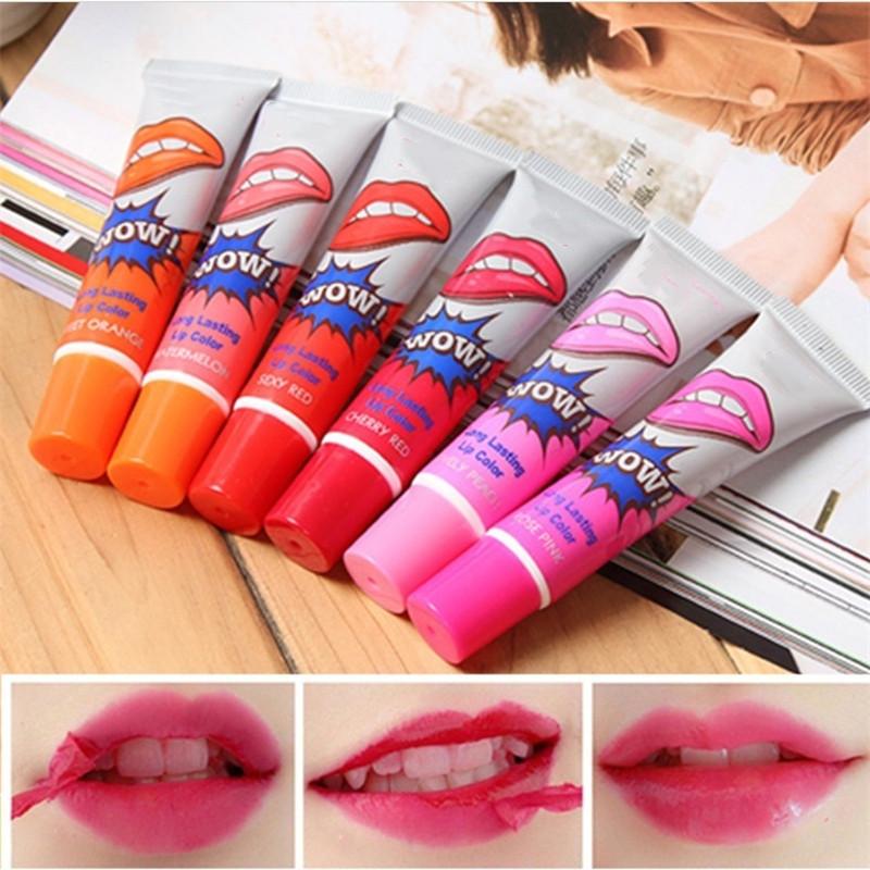 6 Colors Tear Pull Liquid Lipstick Long Lasting Lip Gloss Mask Base Waterproof Moisturizer Makeup Peel Off Lip Gloss Cosmetics