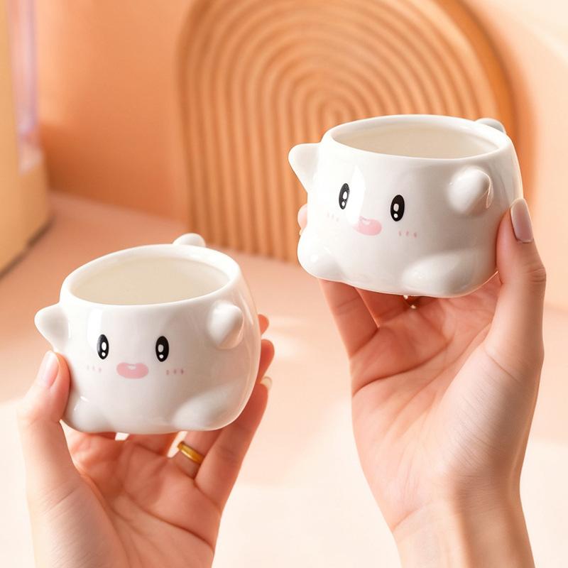 Cute Expression Ceramic Mug Cartoon Coffee Milk Tea Water Cup Couple Breakfast Cup Household Drinkware