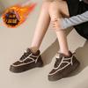 CRLAYDK Classic Women's Fashion Sneakers Winter Fur Lined Casual Tennis Platform Skate Leather Shoes Lady Walking Ankle Botas