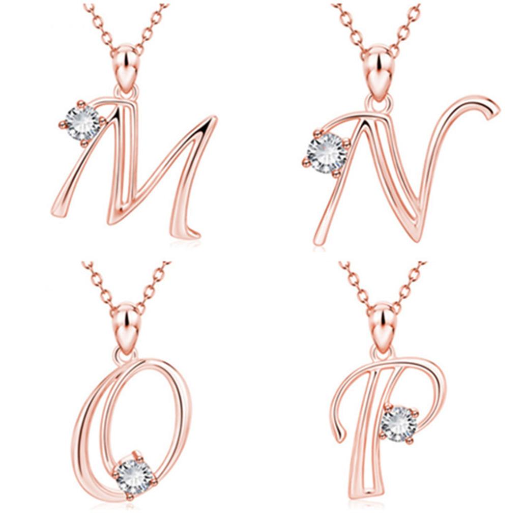 Ожерелье-подвеска с заглавной буквой 26 цирконий Кубические украшения Аксессуар из золота и розы
