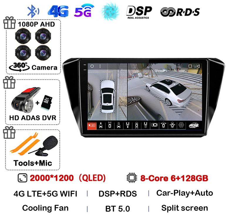 Автомагнитола Android 14 с Auto Carplay для Skoda Superb 3 2015 2016 2017 2018 2019 Мультимедийный стерео видеоплеер GPS 4G WiFi DSP BT