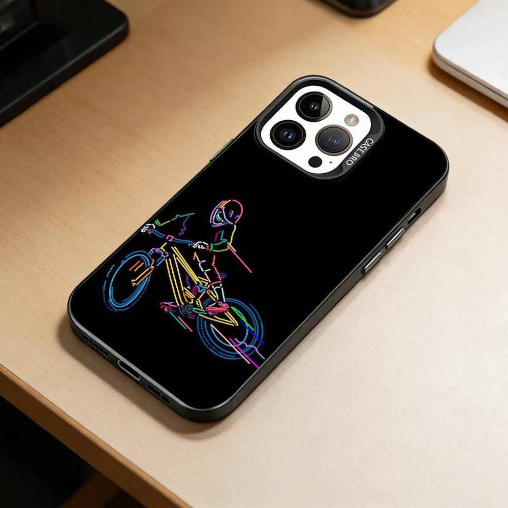 Bike Sports-S Phone Case For iPhone 17,16,15,14,13,12,11 Plus,Pro Max,XS,Colorful Silver Black Cover