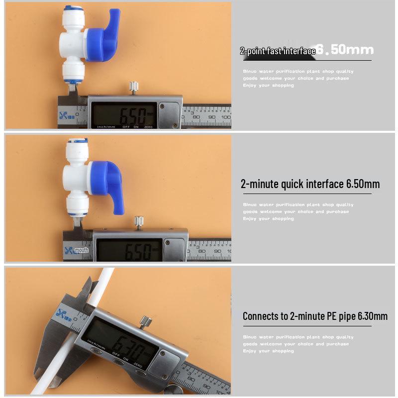 1/4" Quick Connect Blue Card Water Purifier Ball Valve & Drain Connector