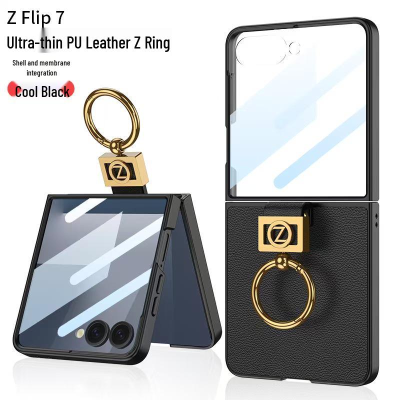 Ультратонкий складной чехол из ПУ-кожи Samsung Z Flip7 с кольцом-застежкой