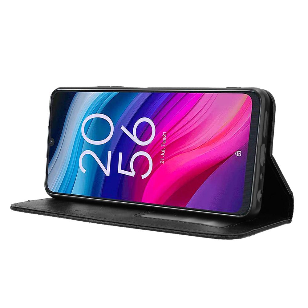 For TCL 50 SE PU Leather Phone Stand Case Retro Texture Stand Magnetic Phone Cover