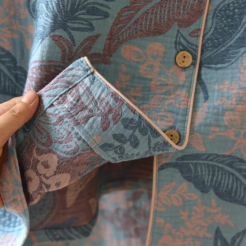 Цветная хлопковая женская домашняя одежда в стиле ретро с длинным рукавом, длинные брюки, 2 шт., пижама, тонкая пижама, женский комплект одежды