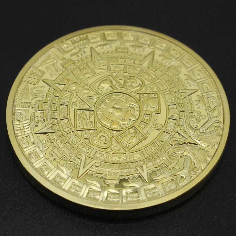 Памятная монета Мексиканский календарь майя Позолоченные монеты Коллекция