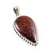 Natural Mahogany Red Obsidian 925 Sterling Silver Gift TwoTone Pendant 1.7" r2M25
