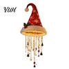 Decorative Hanging Ornaments for Ceiling Lighted Santa Hat Chandelier, Warm LED Christmas String, Sequined Cone Pendant Decor with Holiday Chandelier