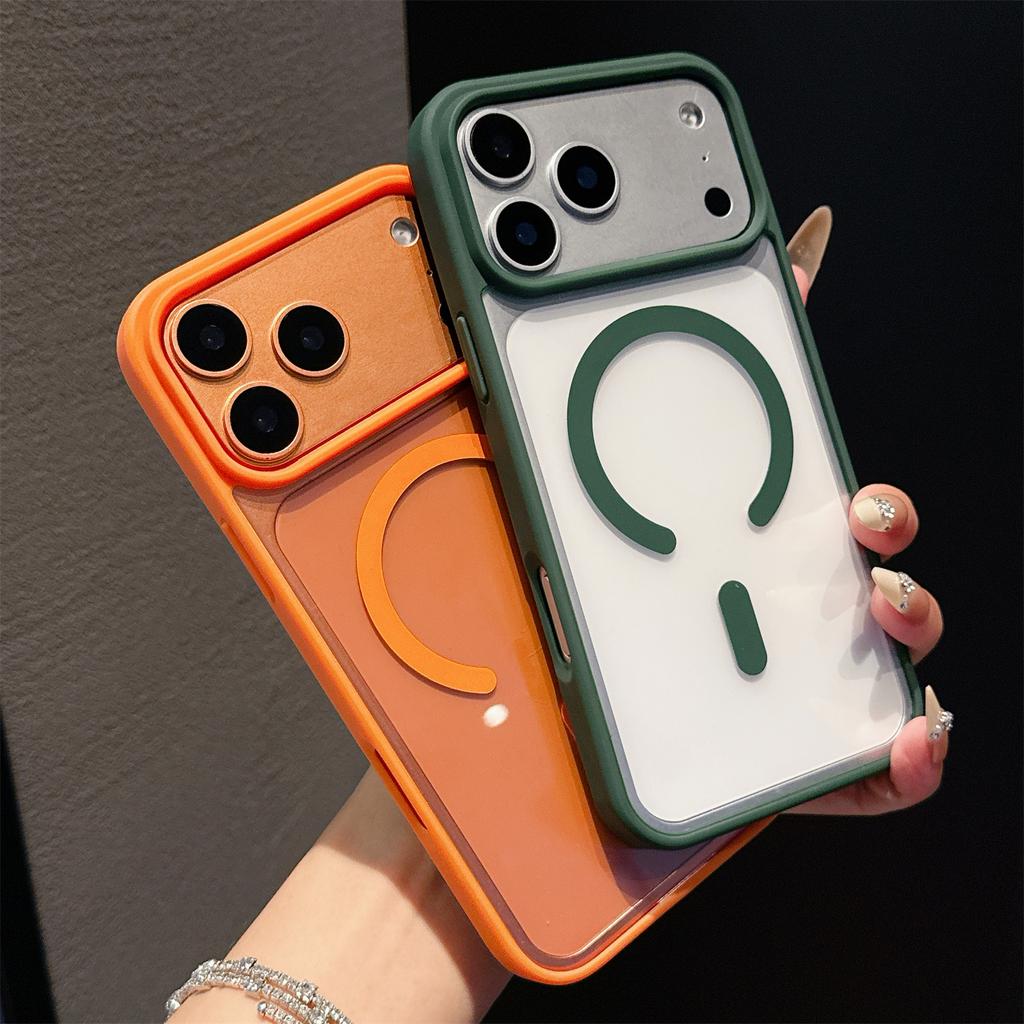 Чехол Magsafe для iPhone 17 AIR 16 E 15 14 13 12 11 ProMax Акриловая Жесткая Защитная Крышка Матовый Леденец Беспроводная Зарядка Прозрачный