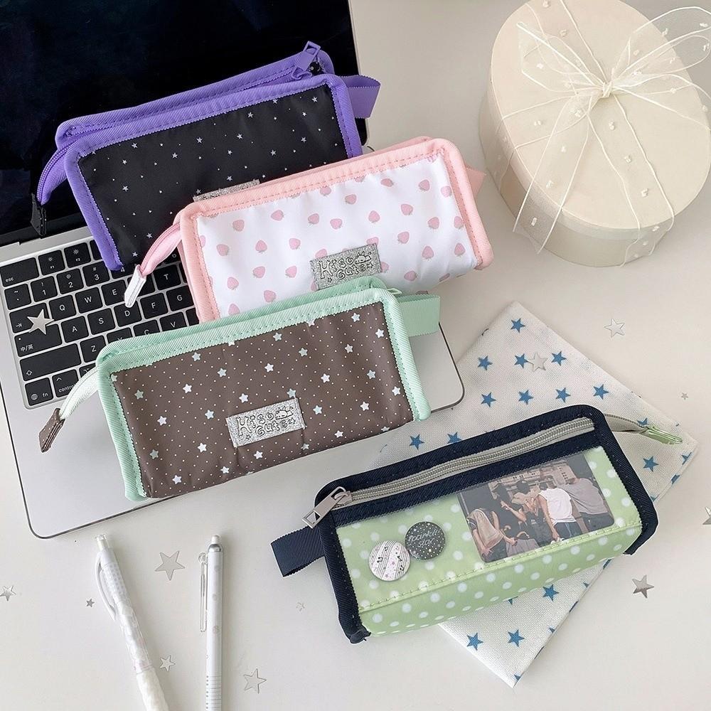 Desktop Storage Y2k Dots Pencil Case Large Capacity Cloth Stationery Bag Office