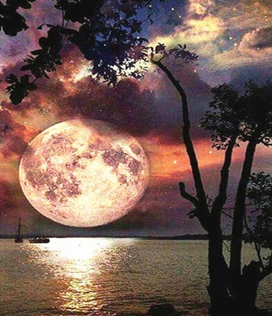 RUOPOTY Paint By Numbers Moon Scenery Unique Gift Home Decoration Picture By Number Sea Acrylic Drawing On Canvas