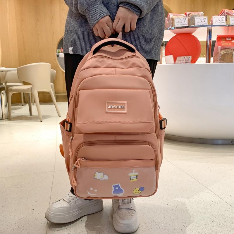 Студенческий школьный женский однотонный рюкзак большой емкости