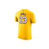 Nike Баскетбольная спортивная футболка НБА Лейкерс с коротким рукавом и изображением Леброна Джеймса Но. 23 Мужских топа Желтый BV8795-705