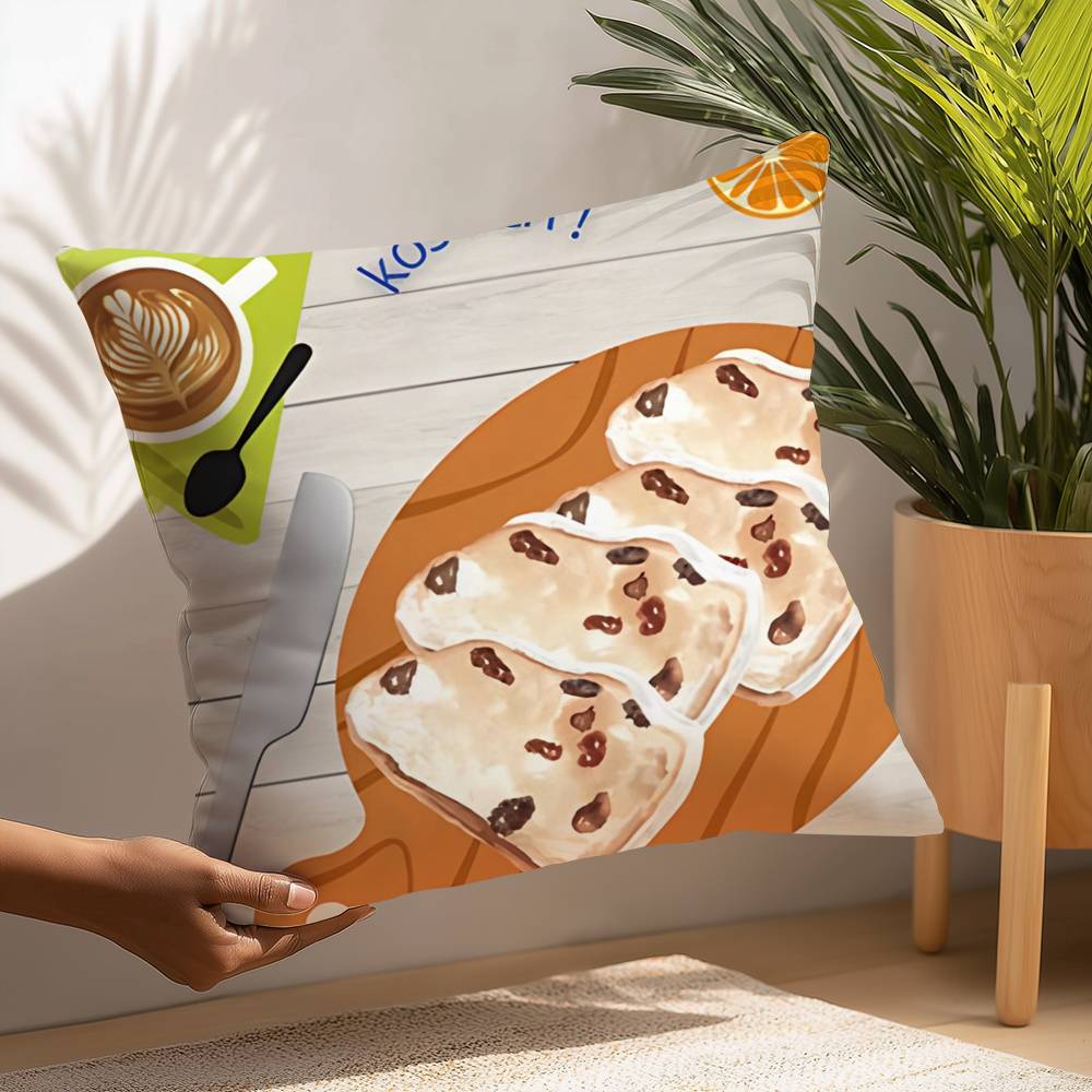 Food Paella Pizza Wall Art Pillow Case Sofa Decorative Home Double-sided Printing Short Plush Cushion Pillow Cover Holiday Gift