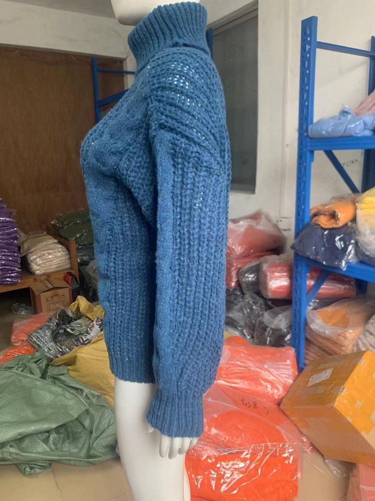 Осенне-зимний женский вязаный топ однотонного цвета с высоким воротником, роскошный, свободного кроя, стройнящий и универсальный