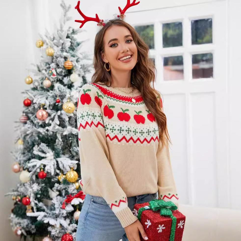 Зимний рождественский женский свитер с принтом рождественской елки, модный свитер