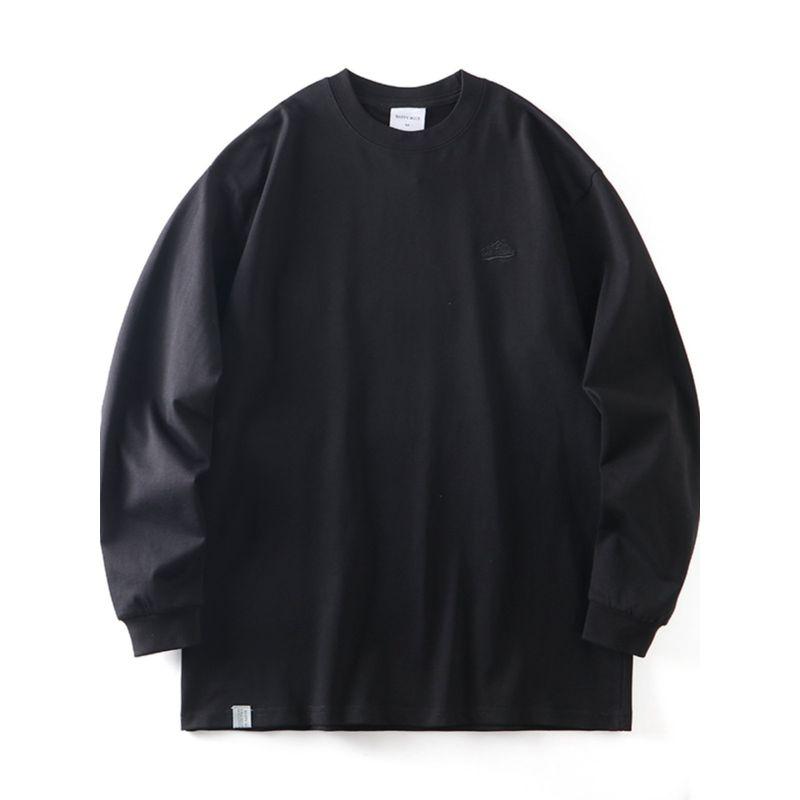 American Retro Heavy Weight Pure Cotton Shoulder Embroider White Long Sleeve T-shirt Men's Autumn and Winter Undershirt Export Cotton T-shirt