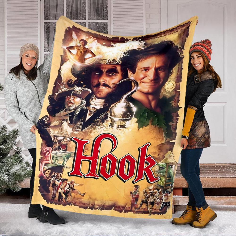 1pc Hook Movie Poster Outdoor Flannel Blanket Gift For Boys Girls Adults, Family Friends