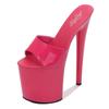 Women's Summer Sandals Lacquer Leather Sexy Platform Pumps High Heels Waterproof Super High Slippers 17cm Heel 7cm Platfrom LFD