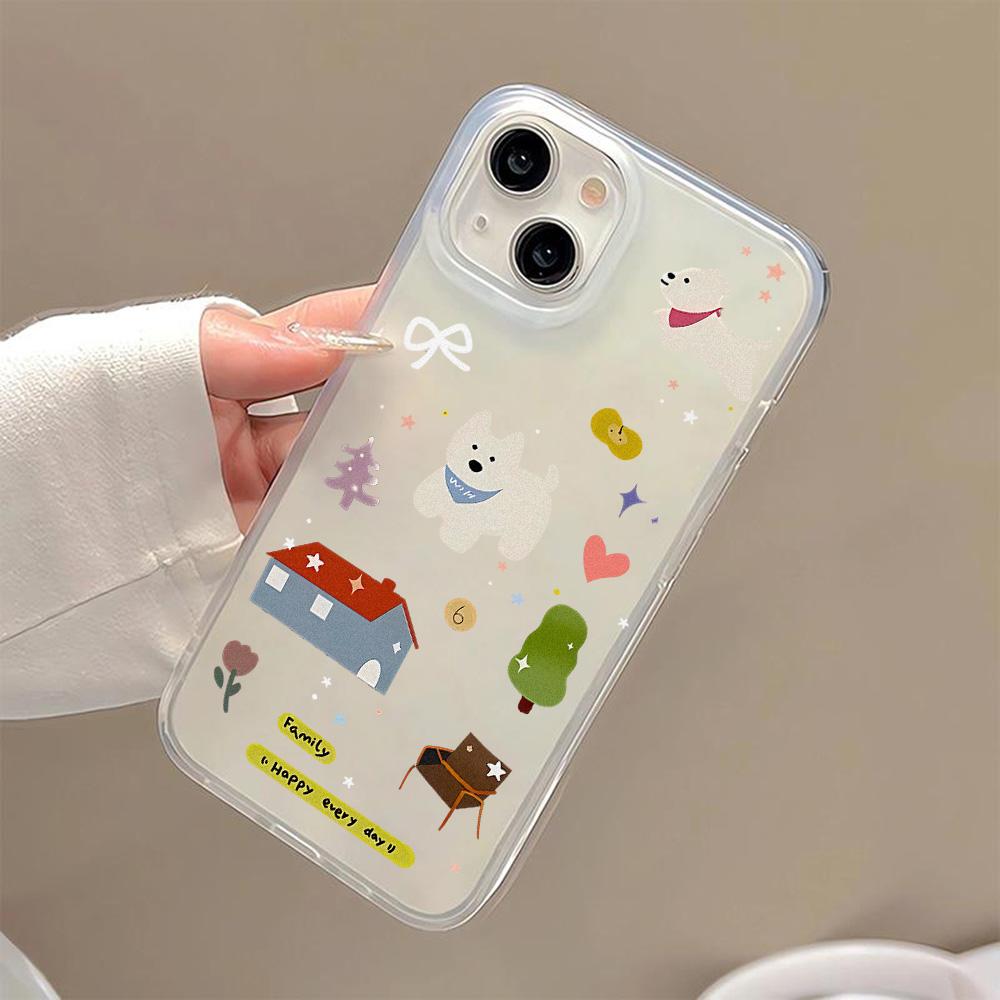 Cartoon Cute Puppy Phone Case For IPhone 15 16 13 11 12 14 17 Pro Max Funda Shockproof Soft Silicone Stylish Bumper Clear Cover