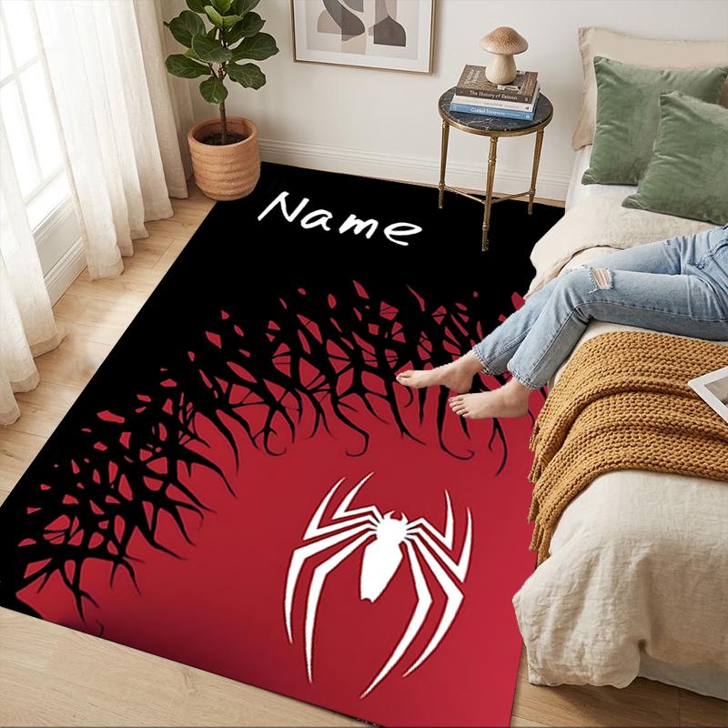 Personalized Name S-Spide M-Man Pose Living Room Non-Slip Area Rug Soft Carpet for Bedroom Playroom Sofa Office Home Decor Doormat