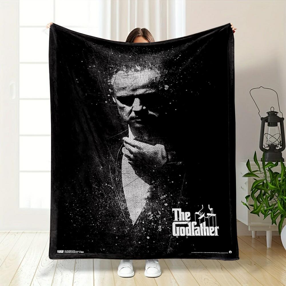 Fleece Blanket - The Godfather Classic Movie Black White Vintage Poster for Bedroom Lounge