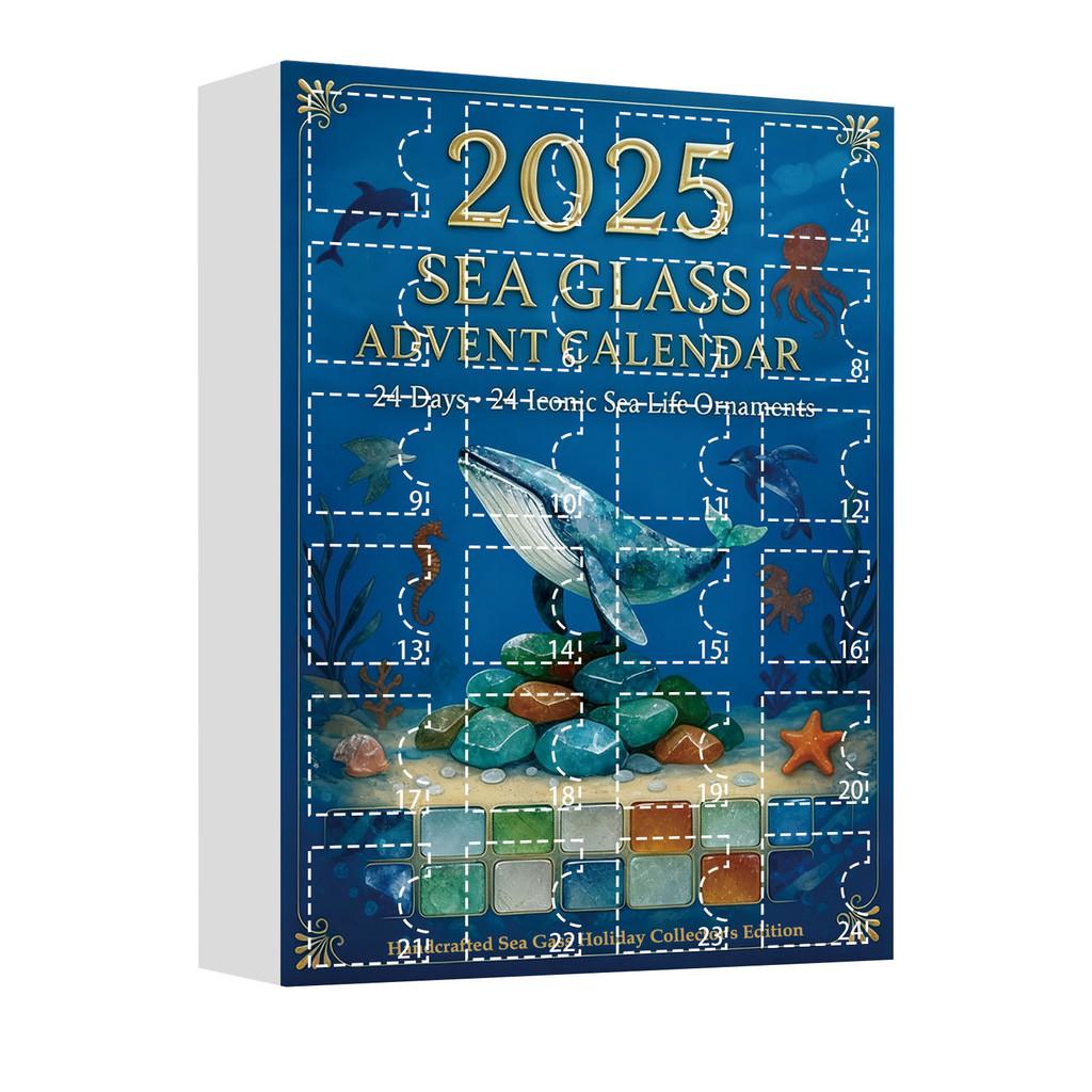 Christmas Countdown Calendar With Marine Animal Acrylic Ornaments For Holiday Decor